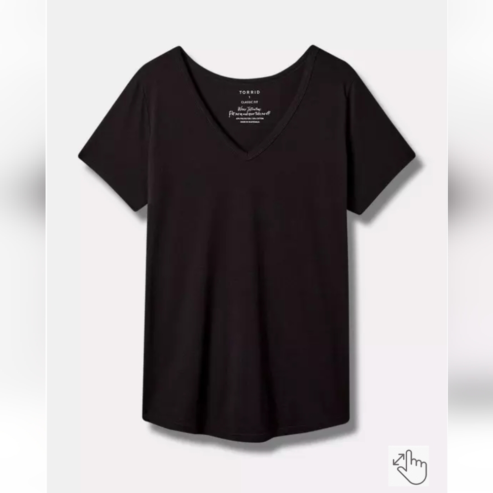 Torrid Signature Jersey Cotton modal V-Neck Tee black 1x - Picture 10 of 15